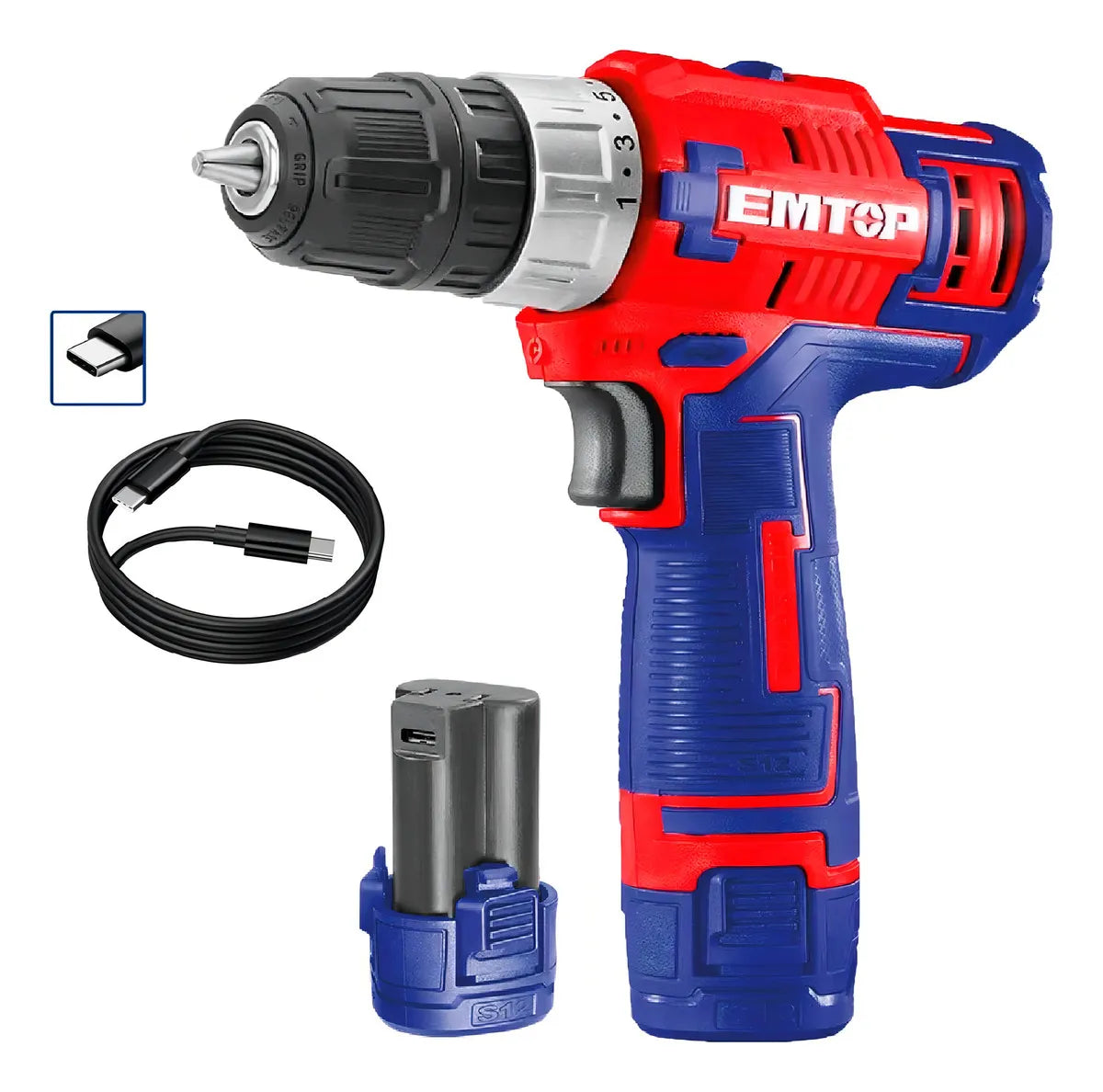 Taladro Inalámbrico Emtop 12 V ECDL12510 – Potencia sin cables